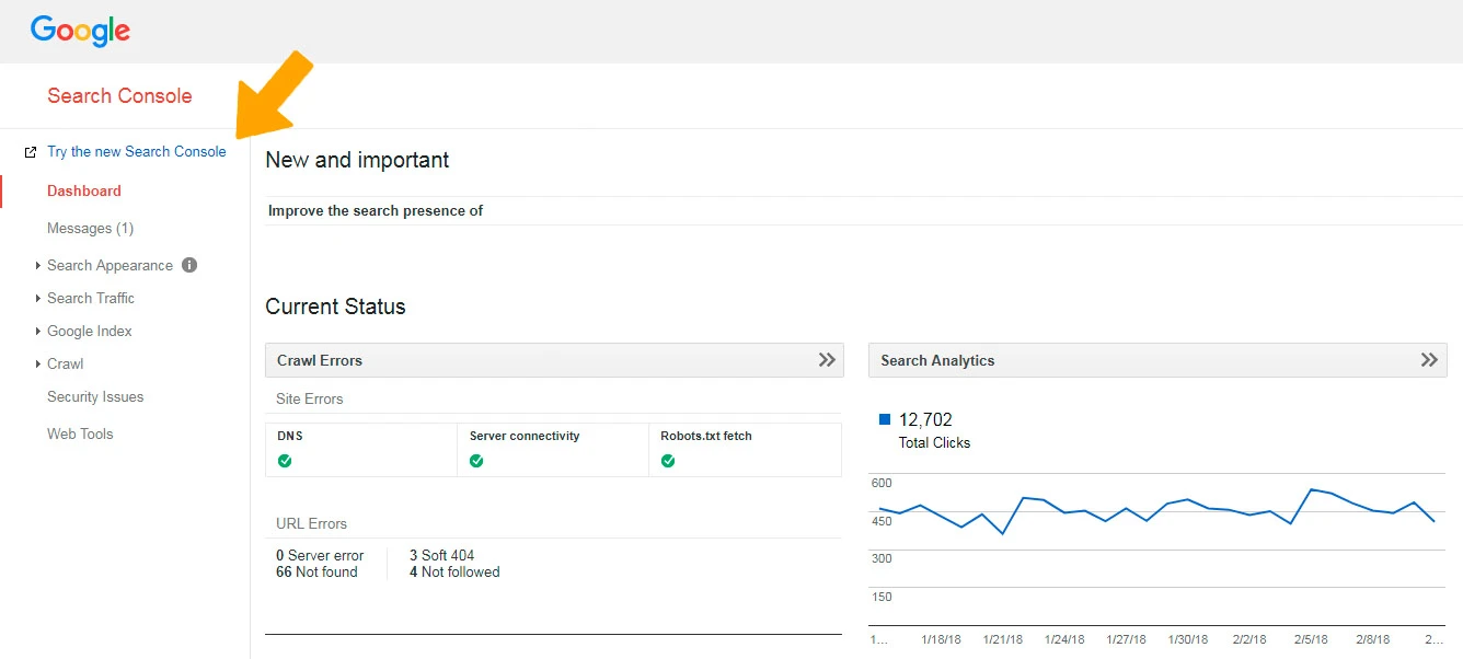 How to find the new google search console