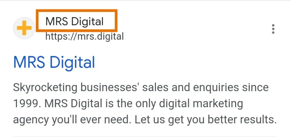 Site name in Google Mobile Search