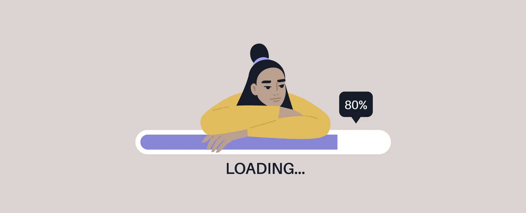 loading bar and girl waiting