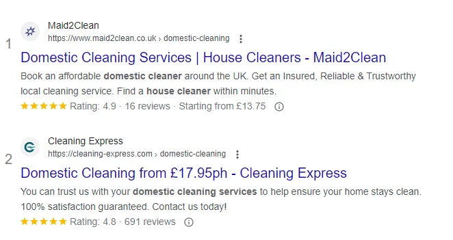 Google search with results - scheenshot