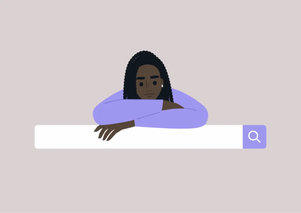 The Continued Relevance of SEO – person resting on a browser search bar